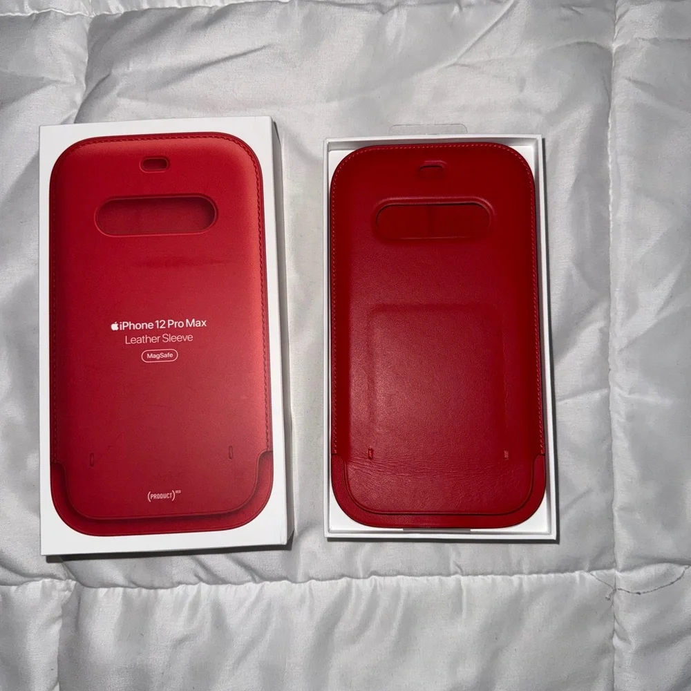 Apple iPhone 12 Pro Max Leather Sleeve Set - Blue, Red, Brown